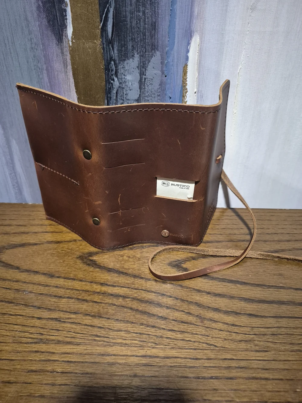 Leather Wrap Card Holder Wallet - Brown